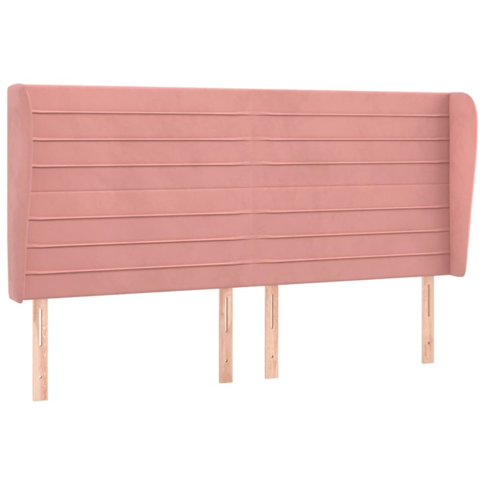 vidaXL Tăblie de pat cu aripioare, roz, 183x23x118/128 cm, catifea