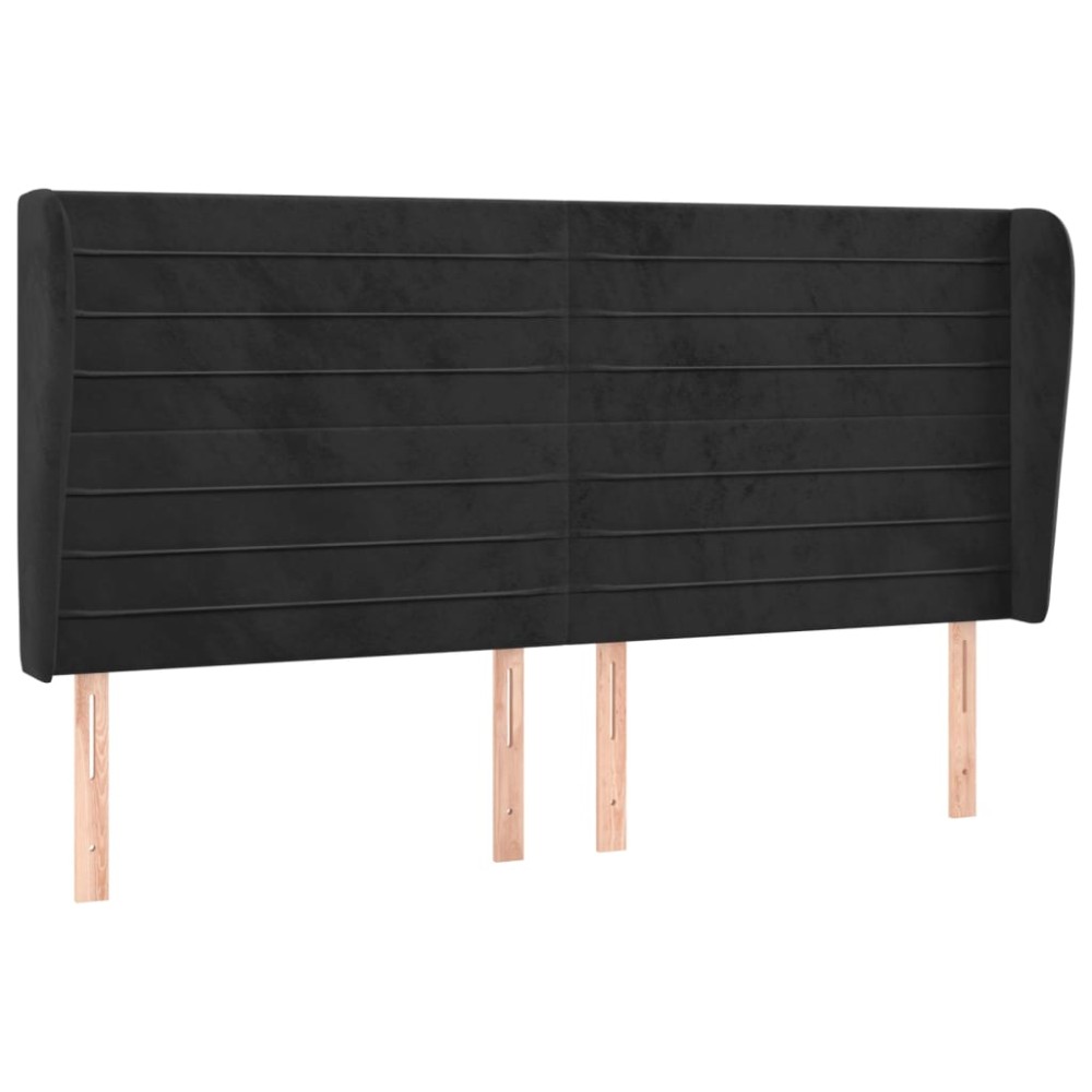 vidaXL Tăblie de pat cu aripioare, negru, 203x23x118/128 cm, catifea