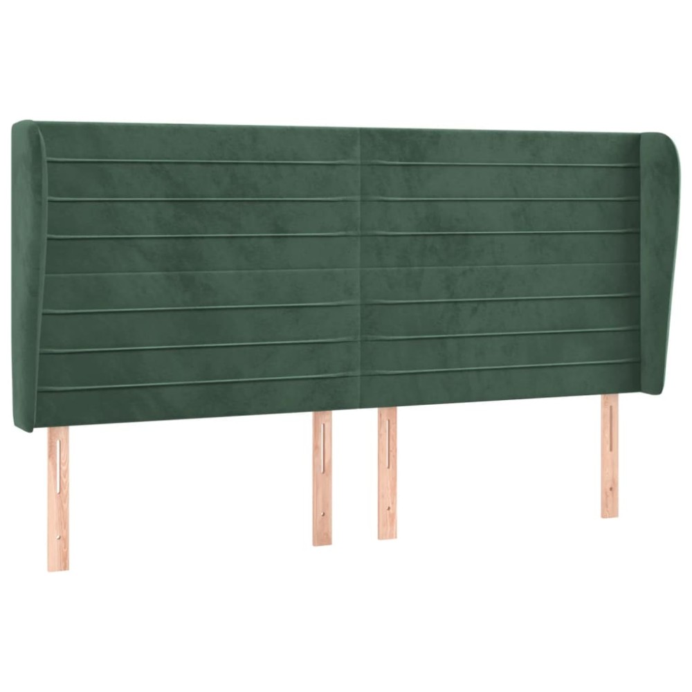 vidaXL Tăblie pat cu aripioare verde închis 203x23x118/128cm catifea