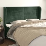 vidaXL Tăblie pat cu aripioare verde închis 203x23x118/128cm catifea vidaXL Tăblie pat cu aripioare verde închis 203x23x118/128cm catifea