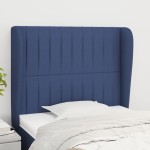 vidaXL Tăblie de pat cu aripioare, albastru, 83x23x118/128 cm, textil