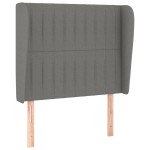 vidaXL Tăblie de pat cu aripioare gri închis 93x23x118/128 cm textil