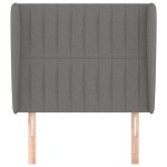 vidaXL Tăblie de pat cu aripioare gri închis 93x23x118/128 cm textil