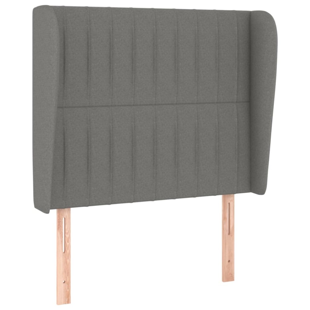 vidaXL Tăblie de pat cu aripioare gri închis 103x23x118/128 cm textil