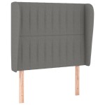 vidaXL Tăblie de pat cu aripioare gri închis 103x23x118/128 cm textil