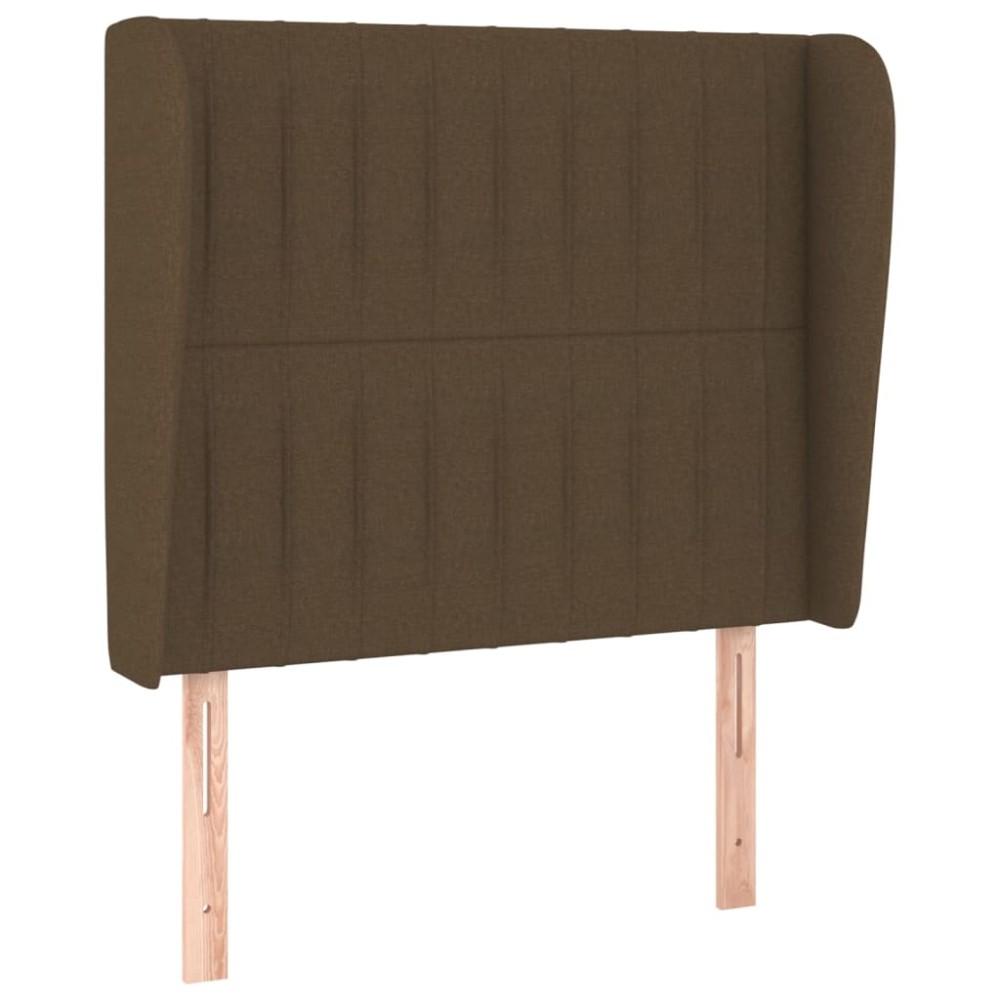 vidaXL Tăblie de pat cu aripioare maro închis 103x23x118/128 cm textil