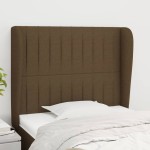 vidaXL Tăblie de pat cu aripioare maro închis 103x23x118/128 cm textil