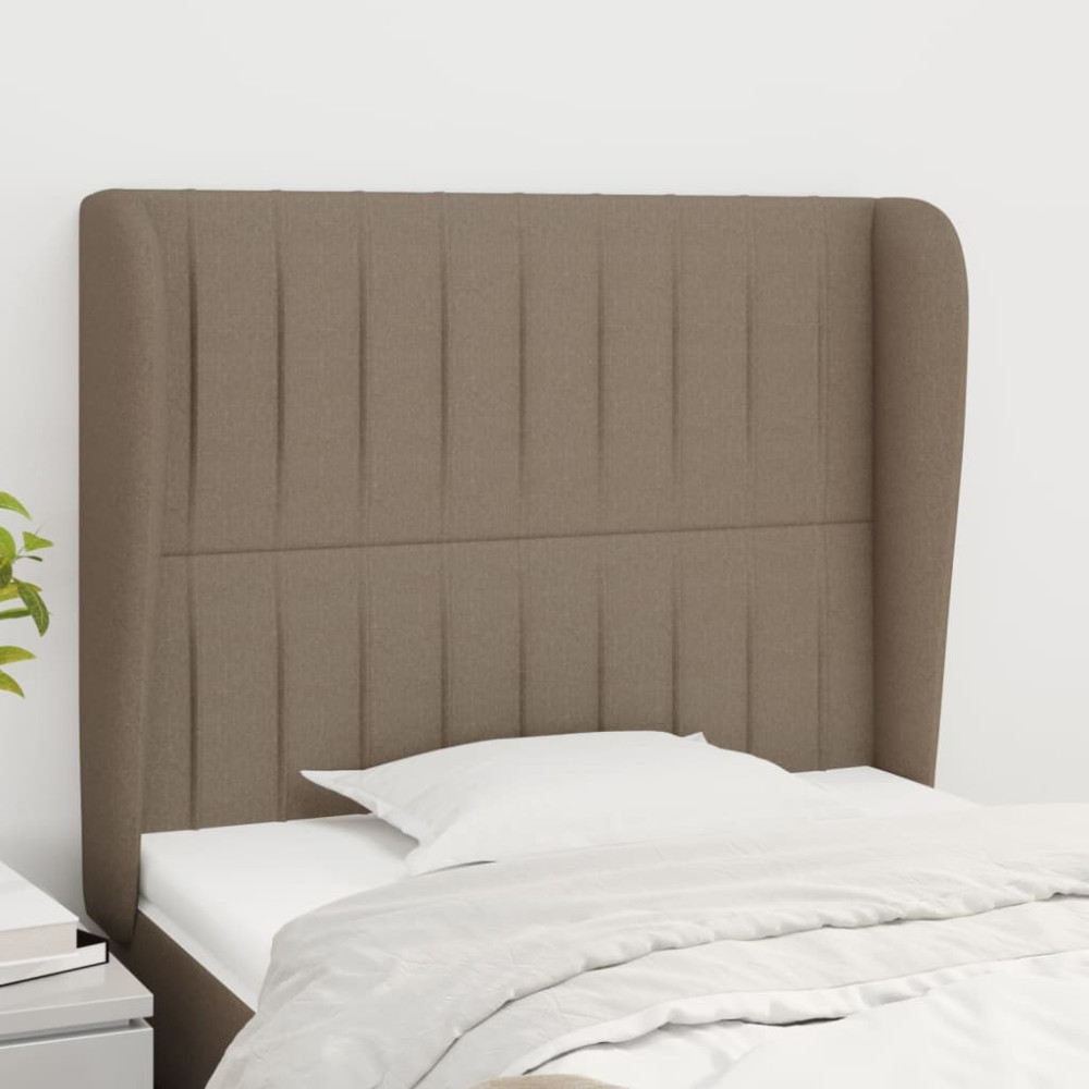 vidaXL Tăblie de pat cu aripioare gri taupe 103x23x118/128 cm textil