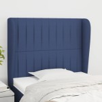 vidaXL Tăblie de pat cu aripioare, albastru, 103x23x118/128 cm, textil