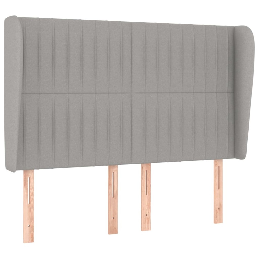 vidaXL Tăblie de pat cu aripioare gri deschis 147x23x118/128 cm textil