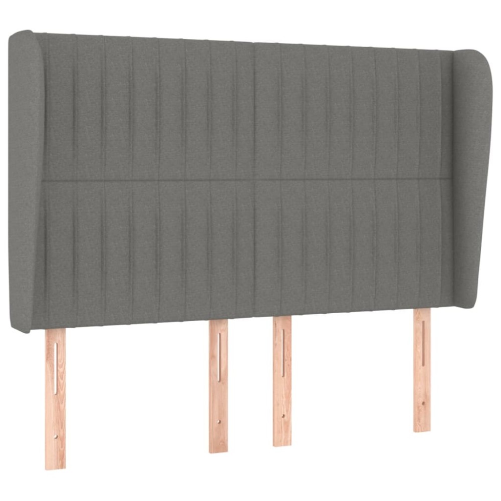 vidaXL Tăblie de pat cu aripioare gri închis 147x23x118/128 cm textil