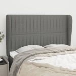 vidaXL Tăblie de pat cu aripioare gri închis 147x23x118/128 cm textil