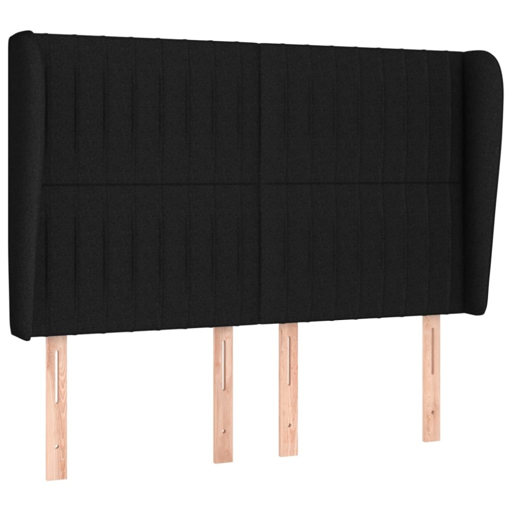 vidaXL Tăblie de pat cu aripioare, negru, 147x23x118/128 cm, textil