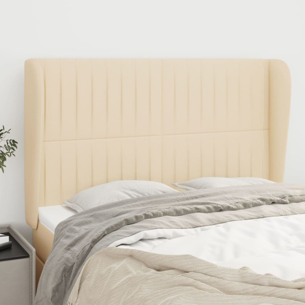 vidaXL Tăblie de pat cu aripioare, crem, 147x23x118/128 cm, textil