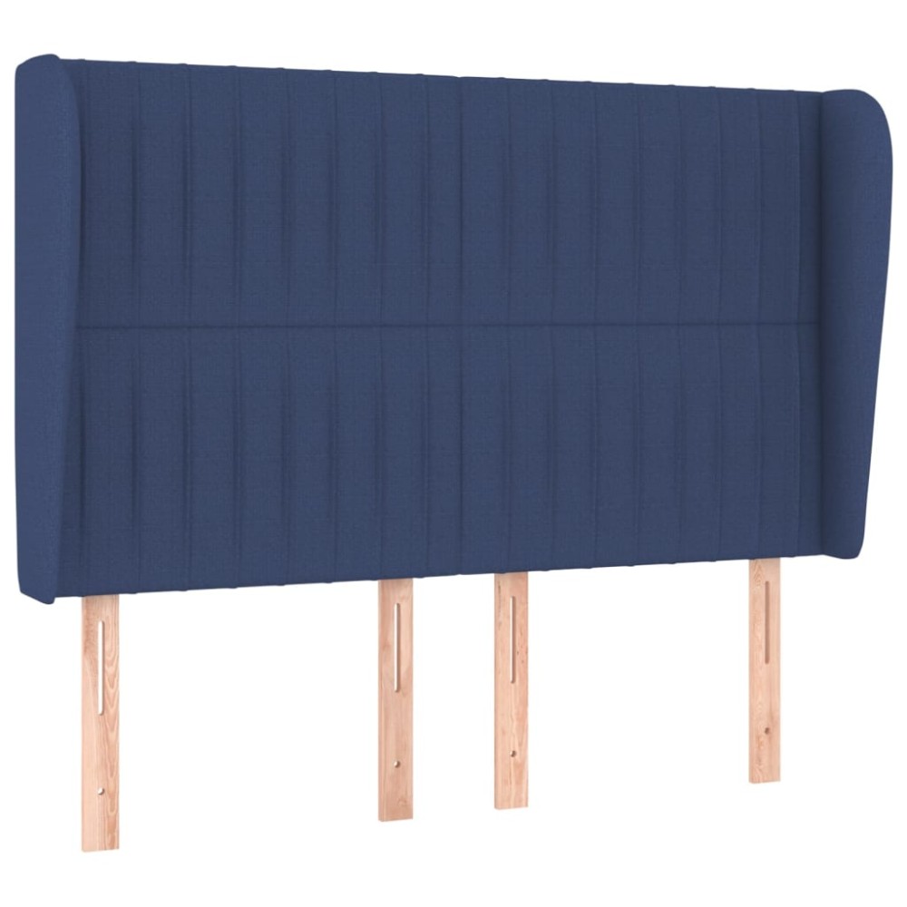 vidaXL Tăblie de pat cu aripioare, albastru, 147x23x118/128 cm, textil