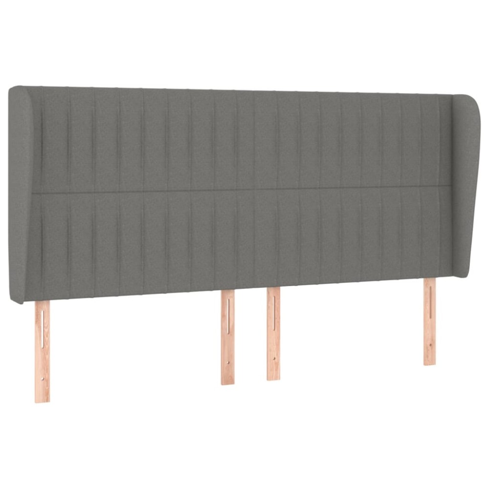 vidaXL Tăblie de pat cu aripioare gri închis 163x23x118/128 cm textil