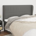 vidaXL Tăblie de pat cu aripioare gri închis 163x23x118/128 cm textil vidaXL Tăblie de pat cu aripioare gri închis 163x23x118/128 cm textil
