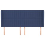 vidaXL Tăblie de pat cu aripioare, albastru, 163x23x118/128 cm, textil