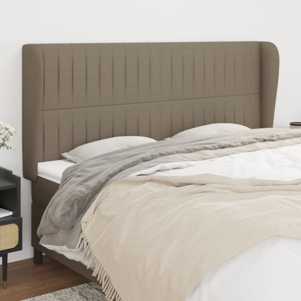 vidaXL Tăblie de pat cu aripioare gri taupe 183x23x118/128 cm textil