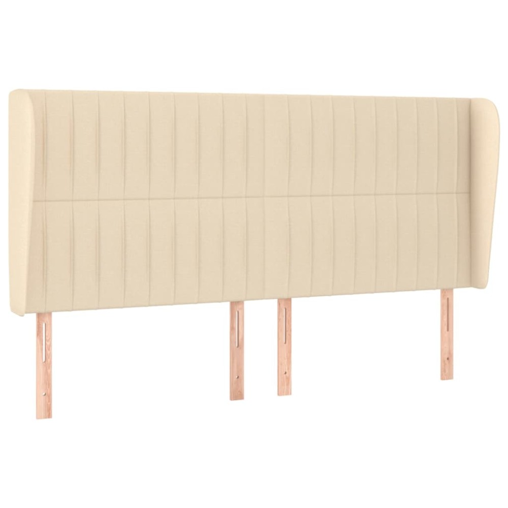 vidaXL Tăblie de pat cu aripioare, crem, 183x23x118/128 cm, textil