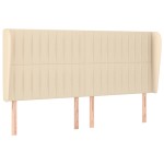 vidaXL Tăblie de pat cu aripioare, crem, 183x23x118/128 cm, textil