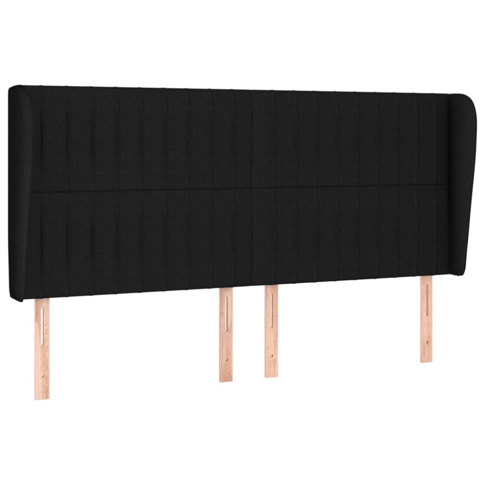 vidaXL Tăblie de pat cu aripioare, negru, 203x23x118/128 cm, textil