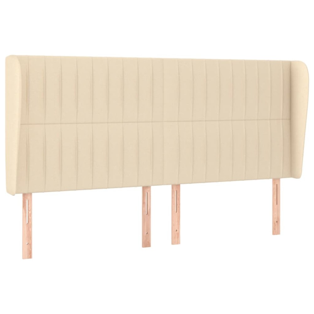 vidaXL Tăblie de pat cu aripioare, crem, 203x23x118/128 cm, textil