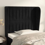 vidaXL Tăblie de pat cu aripioare, negru, 83x23x118/128 cm, catifea vidaXL Tăblie de pat cu aripioare, negru, 83x23x118/128 cm, catifea