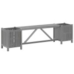 vidaXL Bancă de grădină cu 2 jardiniere, 150 cm, gri, lemn de acacia vidaXL Bancă de grădină cu 2 jardiniere, 150 cm, gri, lemn de acacia