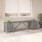 vidaXL Bancă de grădină cu 2 jardiniere, 150 cm, gri, lemn de acacia vidaXL Bancă de grădină cu 2 jardiniere, 150 cm, gri, lemn de acacia