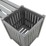 vidaXL Bancă de grădină cu 2 jardiniere, 150 cm, gri, lemn de acacia vidaXL Bancă de grădină cu 2 jardiniere, 150 cm, gri, lemn de acacia