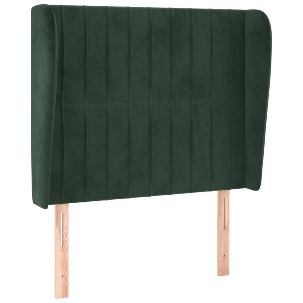 vidaXL Tăblie pat cu aripioare verde închis 93x23x118/128 cm catifea