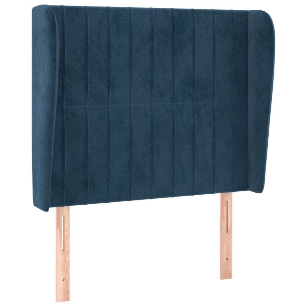 vidaXL Tăblie pat cu urechi albastru închis 103x23x118/128cm catifea