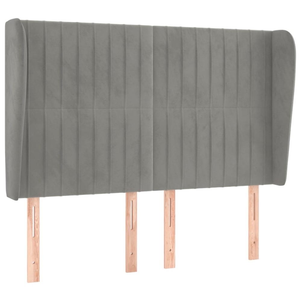 vidaXL Tăblie de pat cu aripioare gri deschis 147x23x118/128cm catifea