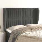 vidaXL Tăblie de pat cu aripioare gri închis 147x23x118/128 cm catifea