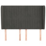vidaXL Tăblie de pat cu aripioare gri închis 147x23x118/128 cm catifea