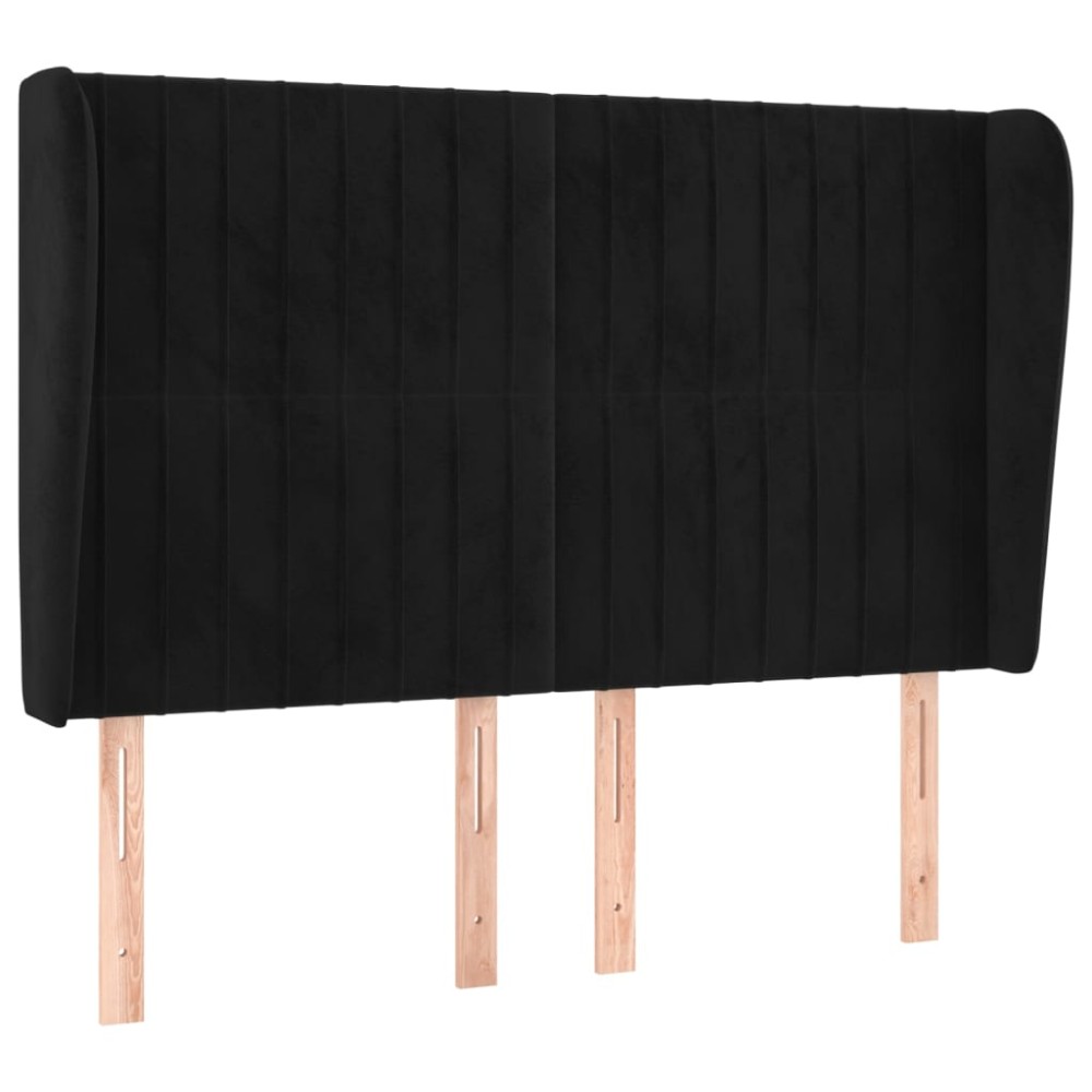 vidaXL Tăblie de pat cu aripioare, negru, 147x23x118/128 cm, catifea