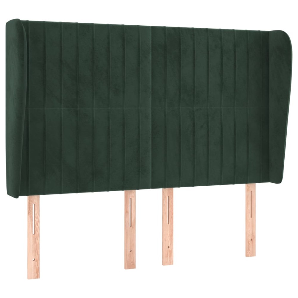 vidaXL Tăblie pat cu aripioare verde închis 147x23x118/128 cm catifea