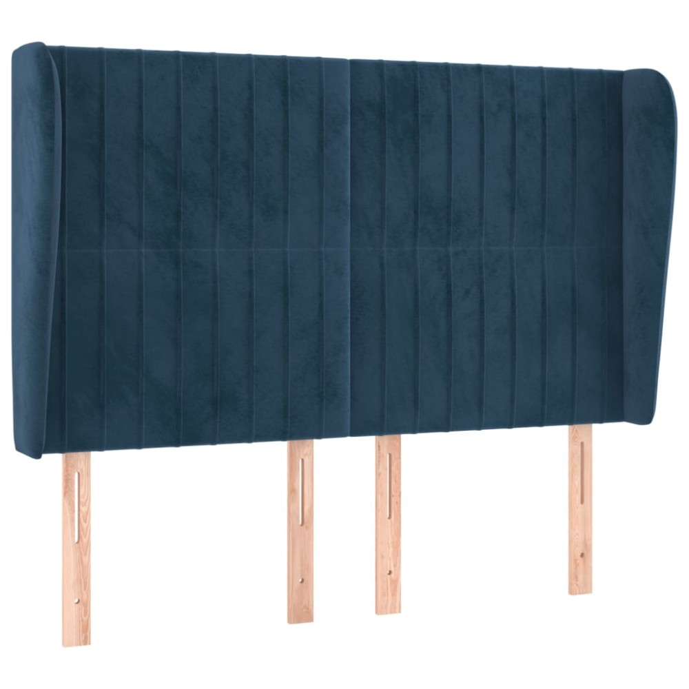 vidaXL Tăblie pat cu urechi albastru închis 147x23x118/128 cm catifea