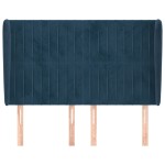 vidaXL Tăblie pat cu urechi albastru închis 147x23x118/128 cm catifea vidaXL Tăblie pat cu urechi albastru închis 147x23x118/128 cm catifea