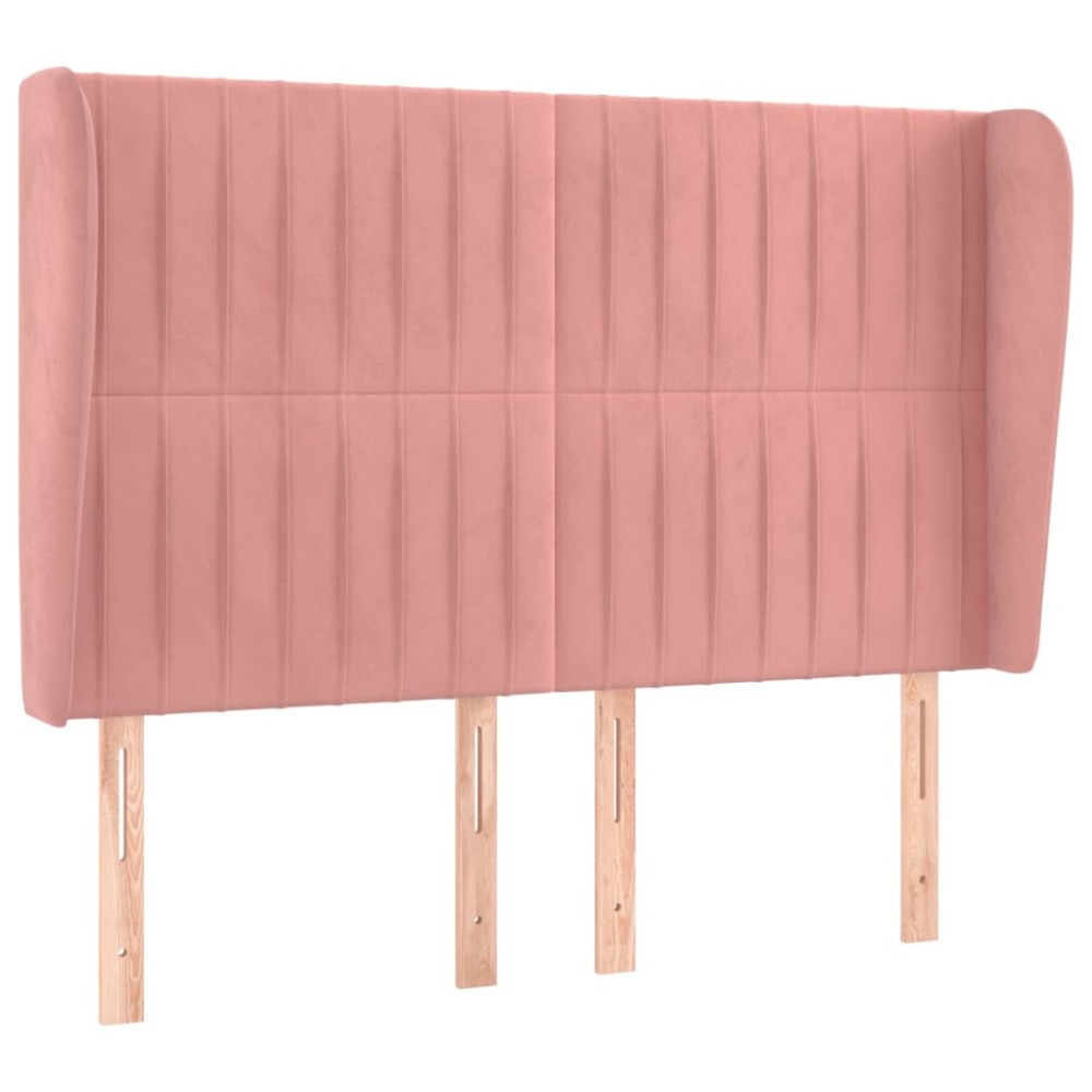 vidaXL Tăblie de pat cu aripioare, roz, 147x23x118/128 cm, catifea