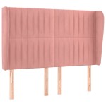 vidaXL Tăblie de pat cu aripioare, roz, 147x23x118/128 cm, catifea