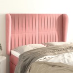 vidaXL Tăblie de pat cu aripioare, roz, 147x23x118/128 cm, catifea