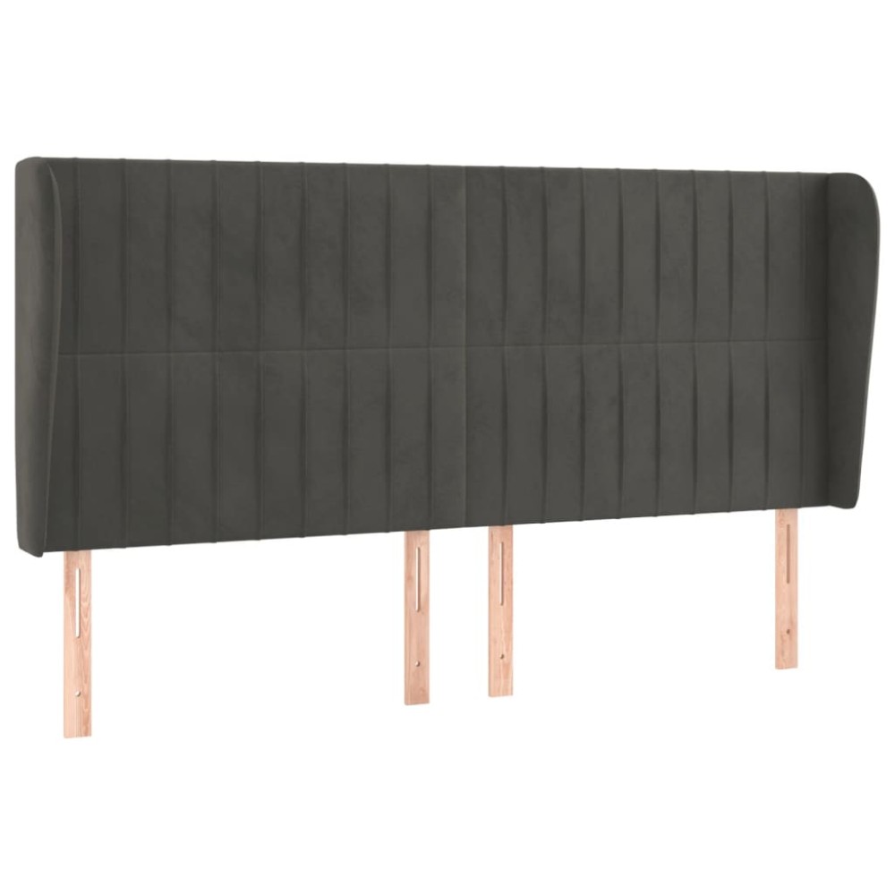 vidaXL Tăblie de pat cu aripioare gri închis 163x23x118/128 cm catifea