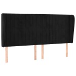 vidaXL Tăblie de pat cu aripioare, negru, 163x23x118/128 cm, catifea
