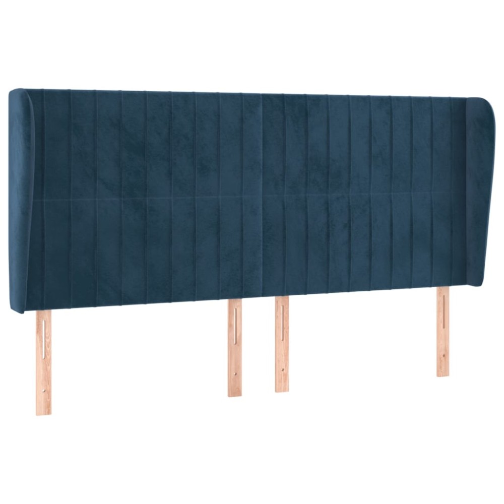vidaXL Tăblie pat cu urechi albastru închis 163x23x118/128 cm catifea
