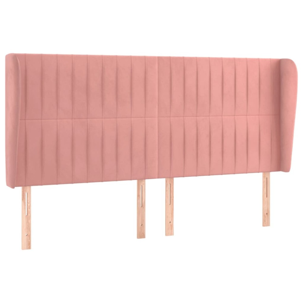 vidaXL Tăblie de pat cu aripioare, roz, 163x23x118/128 cm, catifea