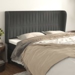 vidaXL Tăblie de pat cu aripioare gri închis 183x23x118/128 cm catifea vidaXL Tăblie de pat cu aripioare gri închis 183x23x118/128 cm catifea