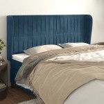 vidaXL Tăblie pat cu urechi albastru închis 183x23x118/128 cm catifea vidaXL Tăblie pat cu urechi albastru închis 183x23x118/128 cm catifea