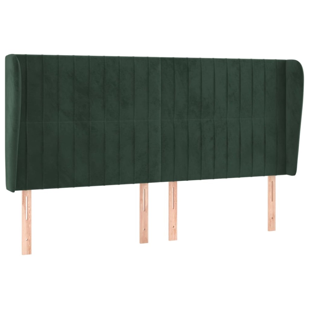 vidaXL Tăblie pat cu aripioare verde închis 203x23x118/128cm catifea